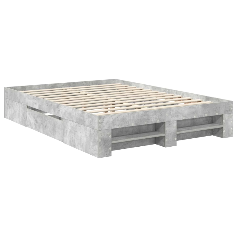 vidaXL Gultas rāmis Betona pelēks 150 x 200 cm Inženierijas koks