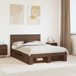 vidaXL Gultas rāmis Brūns ozols 140 x 200 cm Inženierijas koks