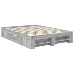 vidaXL Gultas rāmis Pelēks Sonoma 140 x 200 cm Inženierijas koks