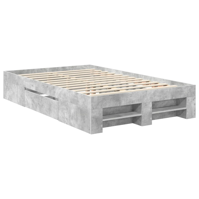 vidaXL Gultas rāmis Betona pelēks 137 x 203 cm Inženierijas koks