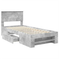 vidaXL Gultas rāmis Betona pelēks 100 x 200 m Inženierijas koks