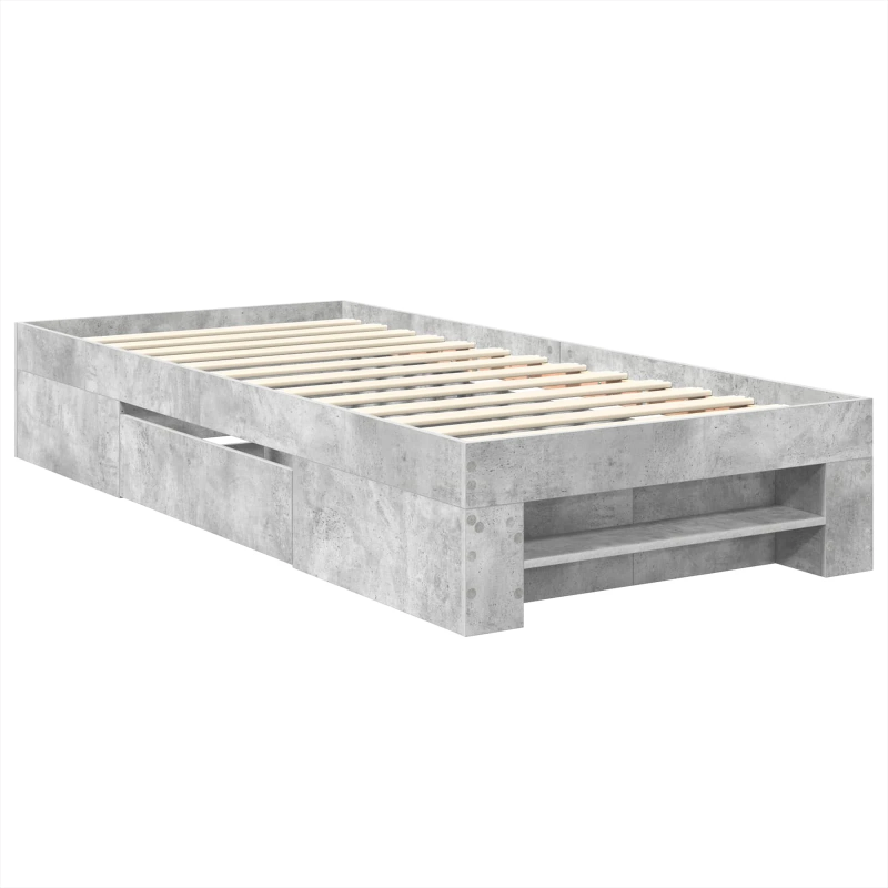 vidaXL Gultas rāmis Betona pelēks 100 x 200 m Inženierijas koks