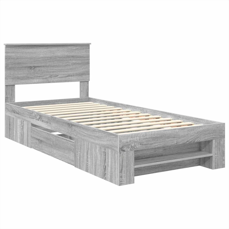 vidaXL Gultas rāmis Pelēks Sonoma 90 x 200 cm Inženierijas koks