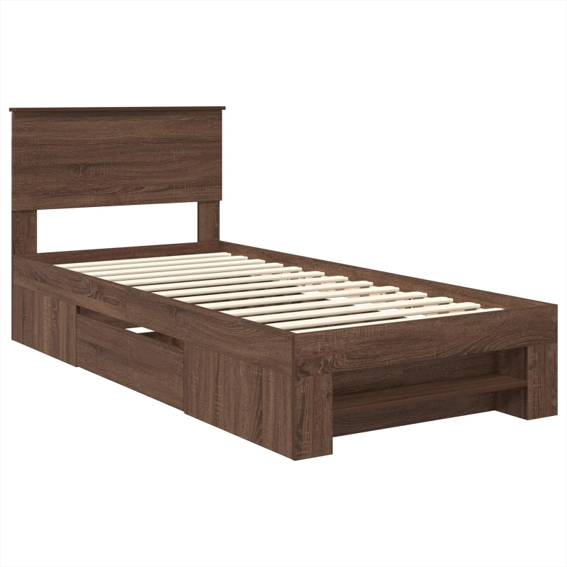 vidaXL Gultas rāmis Brūns ozols 80 x 200 cm Inženierijas koks