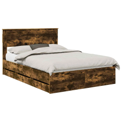 vidaXL Gultas rāmis Dūmaka ozols 150 x 200 cm Inženieru koks