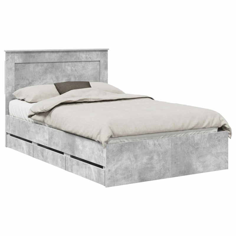 vidaXL Gultas rāmis Betona pelēks 120 x 190 cm Inženieru koks