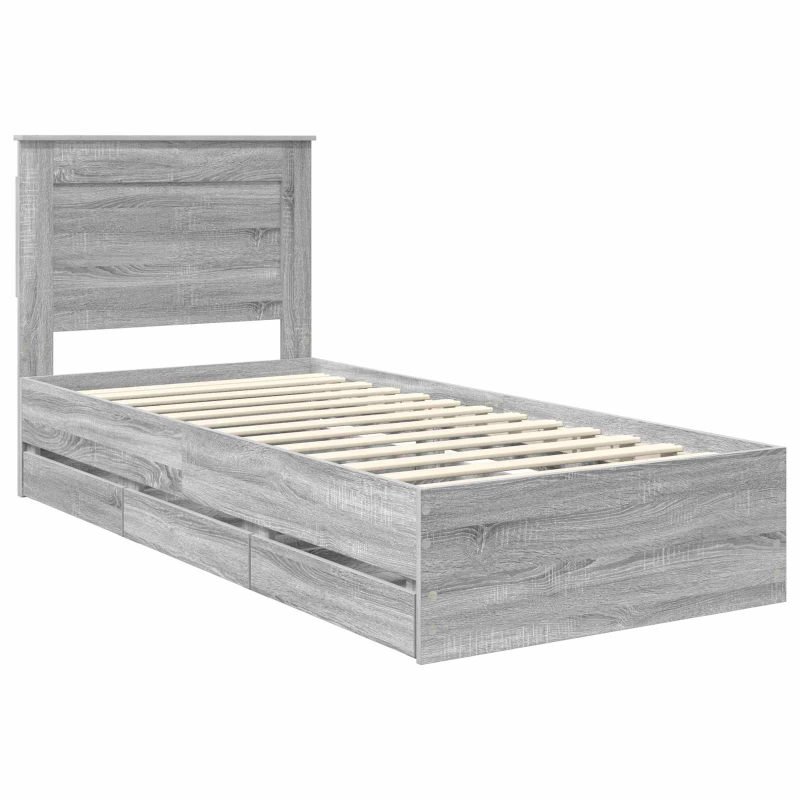 vidaXL Gultas rāmis Pelēks Sonoma 90 x 200 cm Inženieru koks