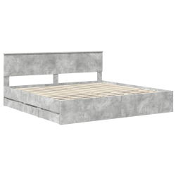 vidaXL Gultas rāmis Betona pelēks 200 x 200 cm Inženieru koks