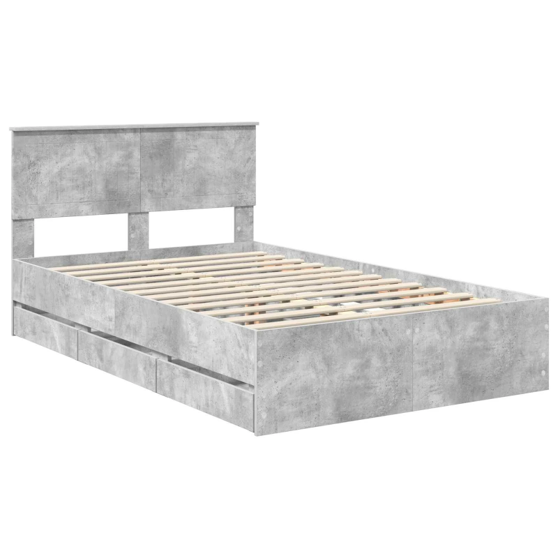 vidaXL Gultas rāmis Betona pelēks 120 x 200 cm Inženieru koks