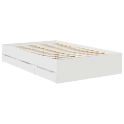 vidaXL Gultas rāmis ar atvilktni Balts 120 x 200 cm Inženieru koks