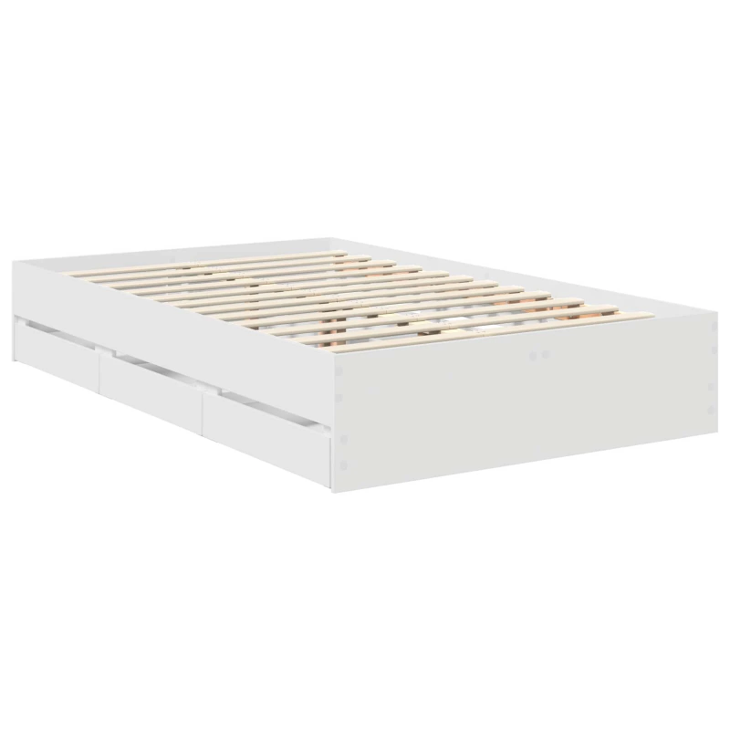 vidaXL Gultas rāmis ar atvilktni Balts 120 x 200 cm Inženieru koks