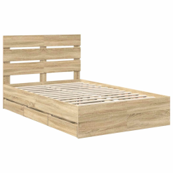 vidaXL Gultas rāmis Sonoma ozols 120 x 190 cm Inženieru koks