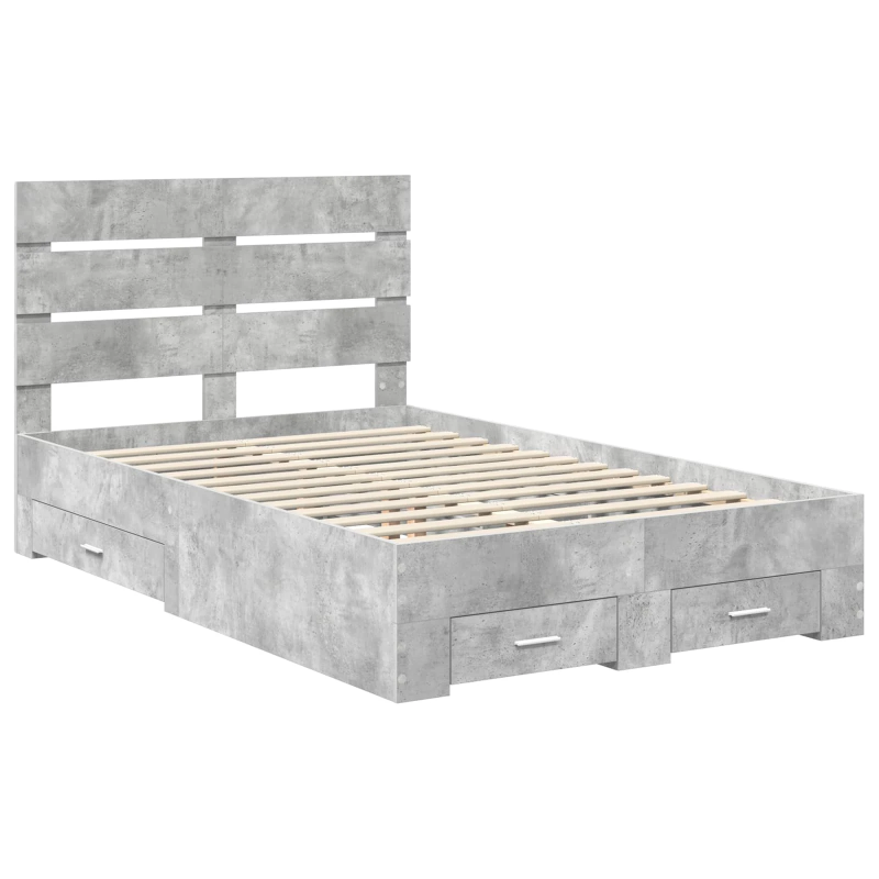 vidaXL Gultas rāmis Betona pelēks 120 x 190 cm Inženierijas koks