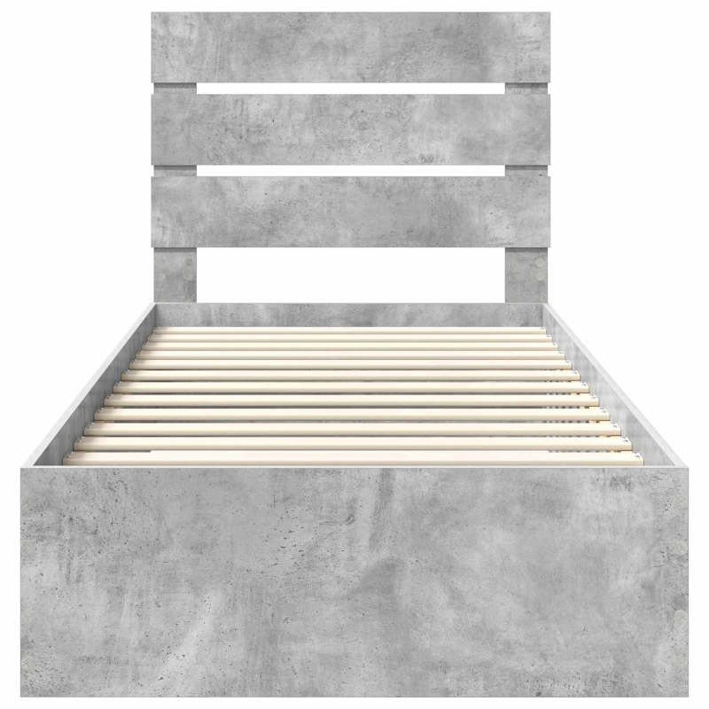 vidaXL Gultas rāmis Betona pelēks 100 x 200 cm Inženierijas koks