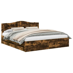 vidaXL Gultas rāmis Dūmaka ozols 180 x 200 cm Inženieru koks