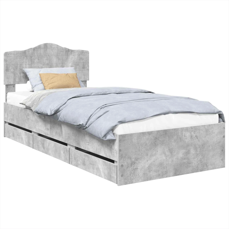 vidaXL Gultas rāmis Betona pelēks 100 x 200 cm Inženieru koks