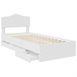 vidaXL Gultas rāmis ar atvilktni Balts 75 x 190 cm Inženieru koks