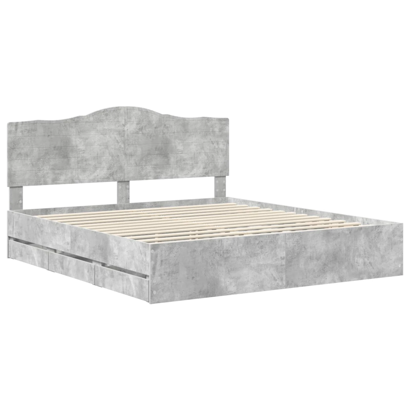 vidaXL Gultas rāmis Betona pelēks 180 x 200 cm Inženieru koks