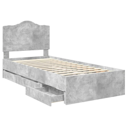 vidaXL Gultas rāmis Betona pelēks 90 x 200 cm Inženieru koks