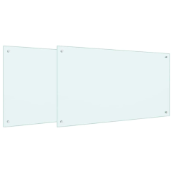 vidaXL Virtuves aizsargpanelis 2 pcs Balts 100 x 60 cm rūdīts stikls