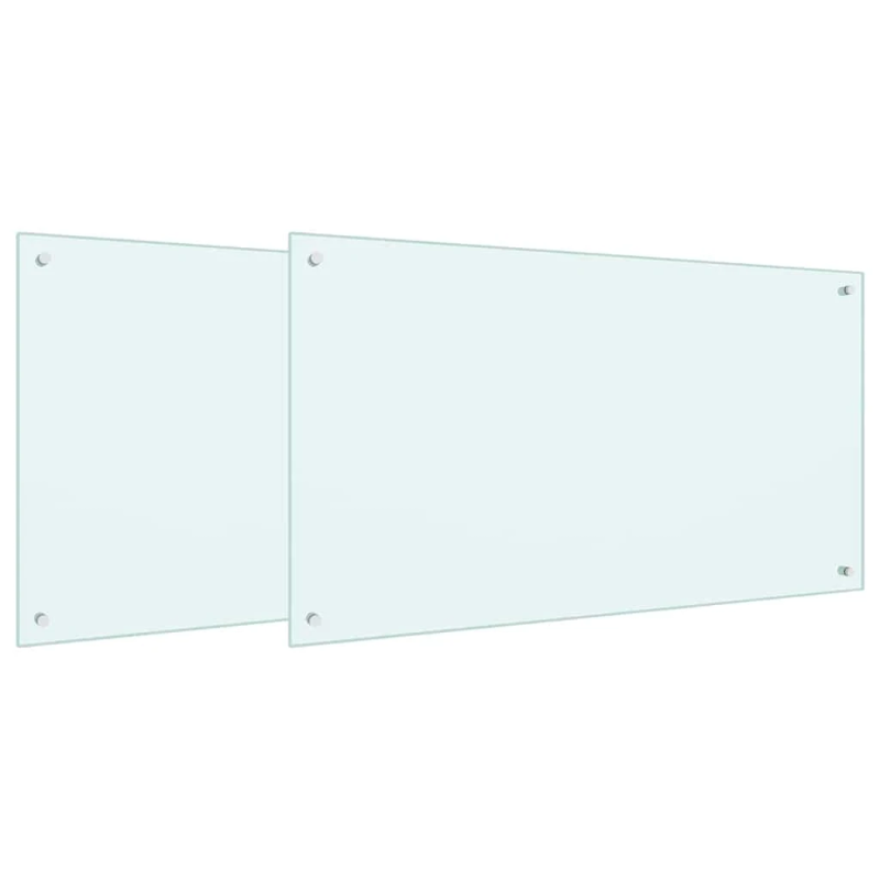 vidaXL Virtuves aizsargpanelis 2 pcs Balts 100 x 60 cm rūdīts stikls