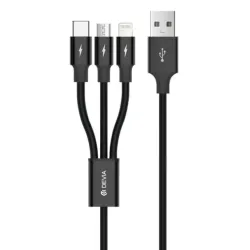 Devia Kintone Series 3In1 Tube, USB to Lightning, MicroUSB, Type-C, 1,2m, Black