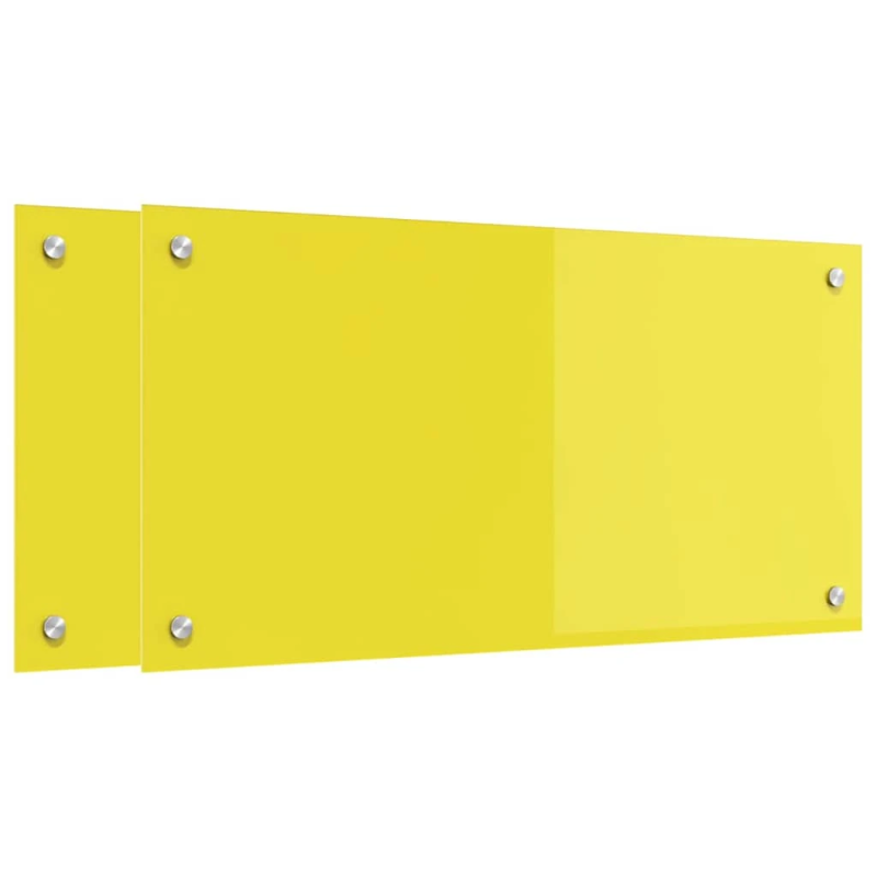vidaXL Virtuves aizsargpanelis 2 pcs Dzeltena 80 x 40 cm rūdīts stikls