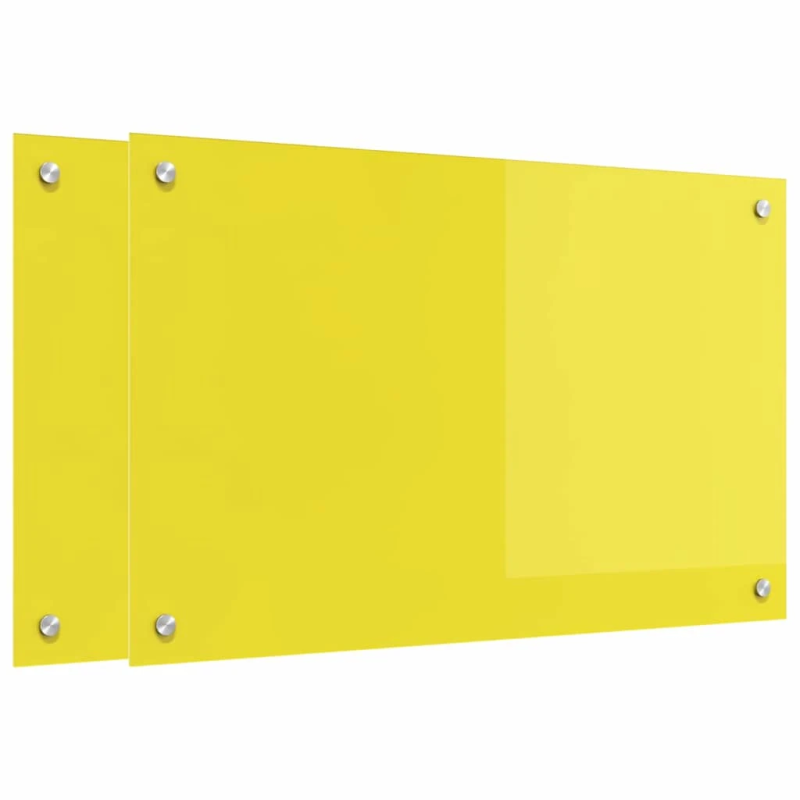 vidaXL Virtuves aizsargpanelis 2 pcs Dzeltena 80 x 50 cm rūdīts stikls