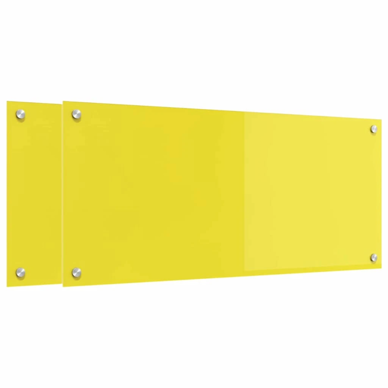 vidaXL Virtuves aizsargpanelis 2 pcs Dzeltena 90 x 40 cm rūdīts stikls