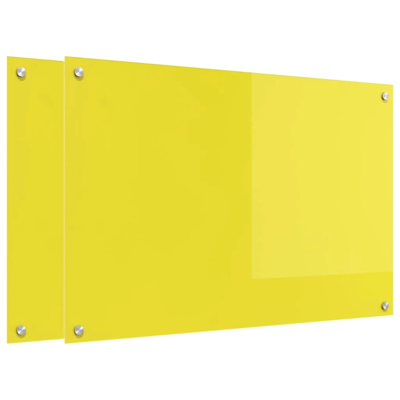 vidaXL Virtuves aizsargpanelis 2 pcs Dzeltena 90 x 60 cm rūdīts stikls