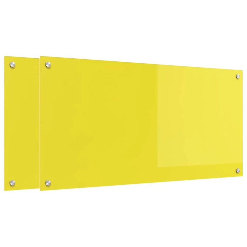 vidaXL Virtuves aizsargpanelis 2 pcs Dzeltena 100 x 50 cm