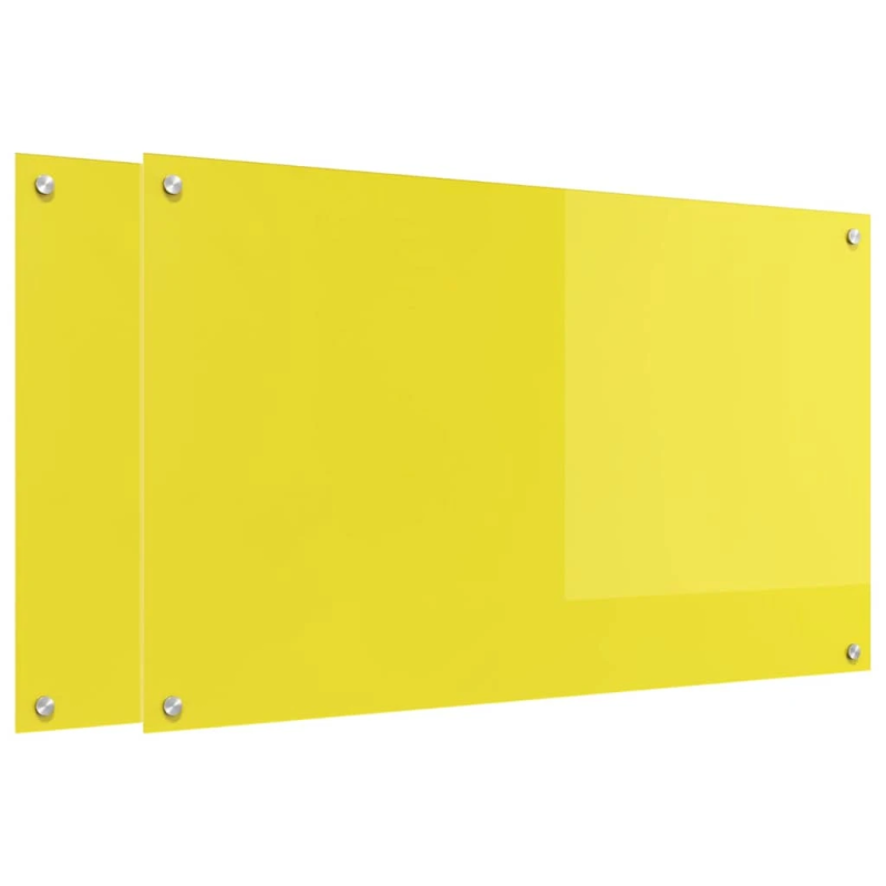 vidaXL Virtuves aizsargpanelis 2 pcs Dzeltena 100 x 60 cm