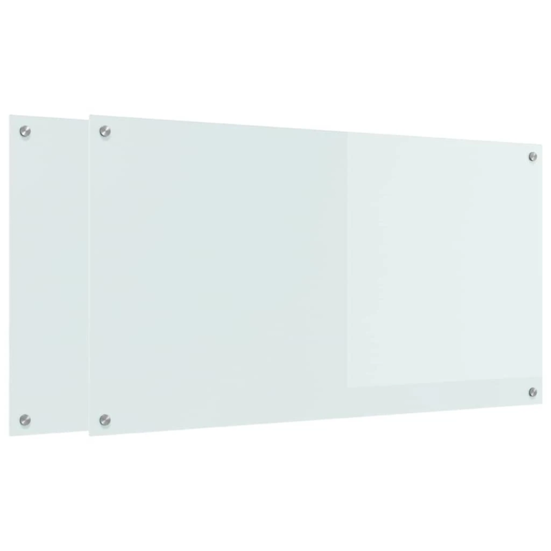 vidaXL Virtuves aizsargpanelis 2 pcs Balts 110 x 60 cm rūdīts stikls