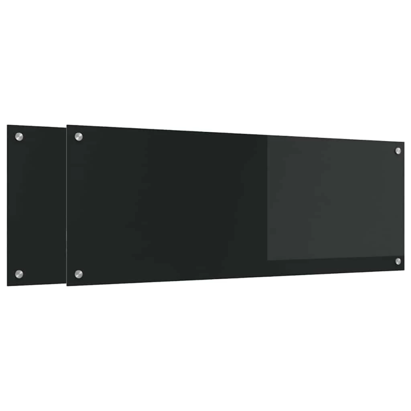 vidaXL Virtuves aizsargpanelis 2 pcs Melna 110 x 40 cm rūdīts stikls