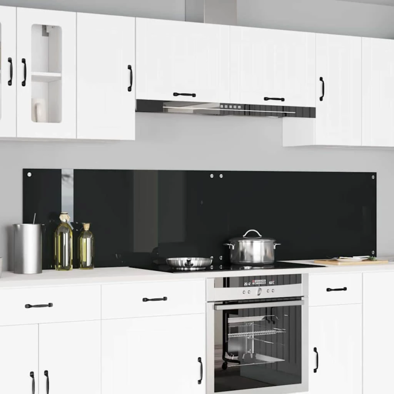 vidaXL Virtuves aizsargpanelis 2 pcs Melna 110 x 50 cm rūdīts stikls