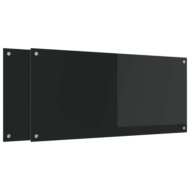vidaXL Virtuves aizsargpanelis 2 pcs Melna 110 x 50 cm rūdīts stikls