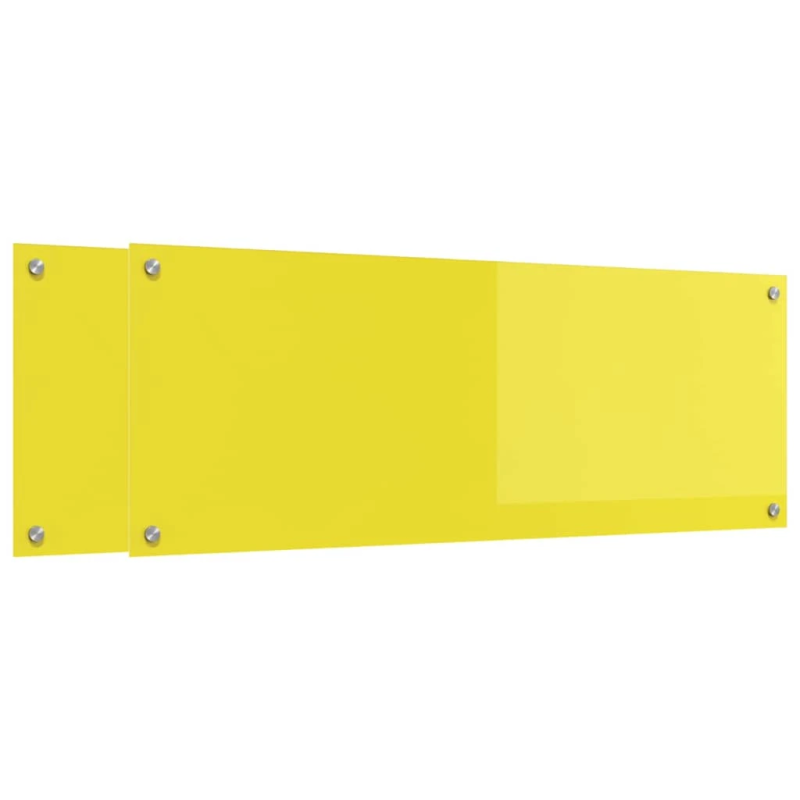 vidaXL Virtuves aizsargpanelis 2 pcs Dzeltena 110 x 40 cm