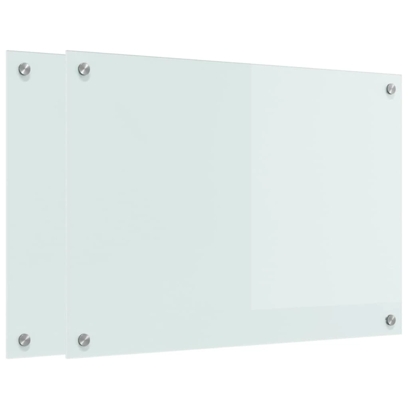 vidaXL Virtuves aizsargpanelis 2 pcs Balts 70 x 50 cm rūdīts stikls