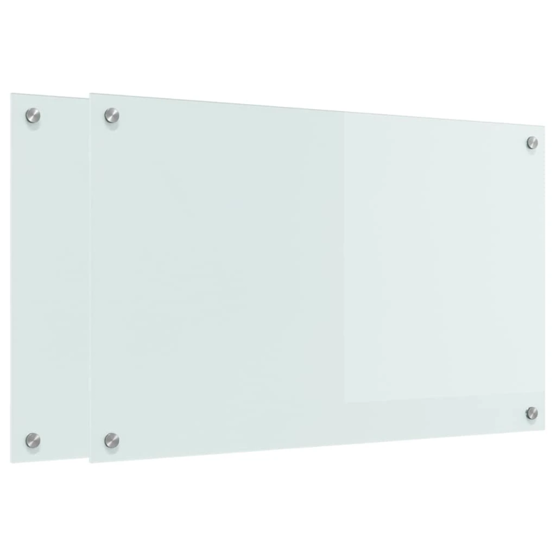 vidaXL Virtuves aizsargpanelis 2 pcs Balts 80 x 50 cm rūdīts stikls