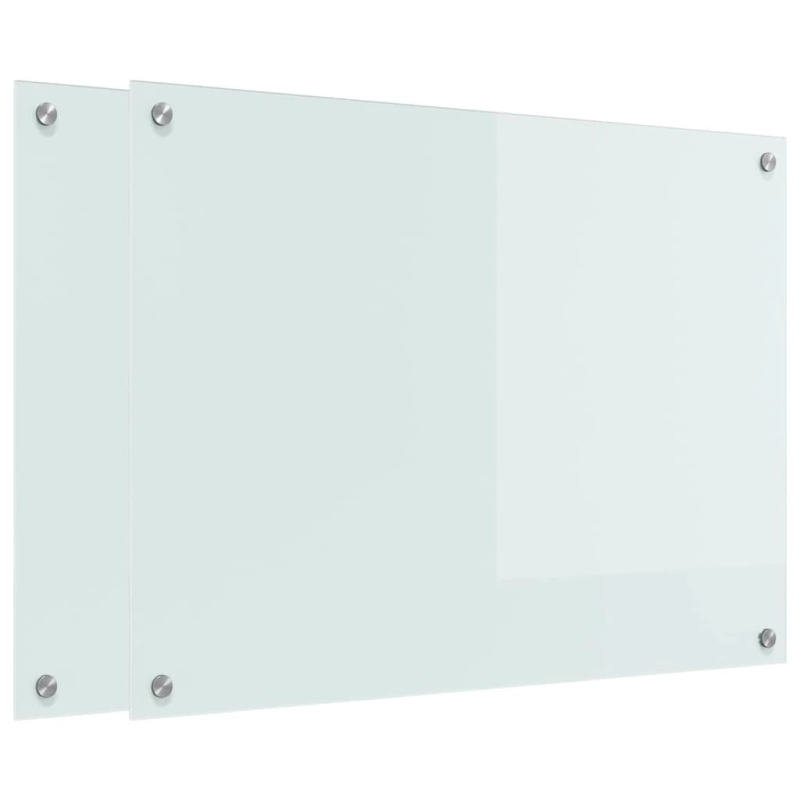 vidaXL Virtuves aizsargpanelis 2 pcs Balts 80 x 60 cm rūdīts stikls