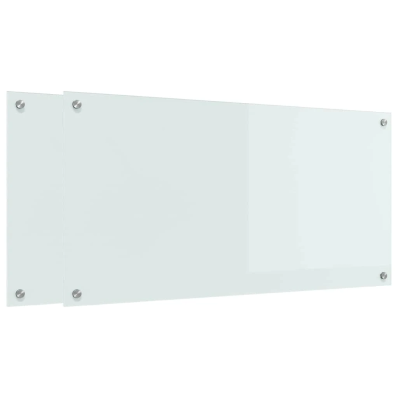 vidaXL Virtuves aizsargpanelis 2 pcs Balts 100 x 50 cm rūdīts stikls