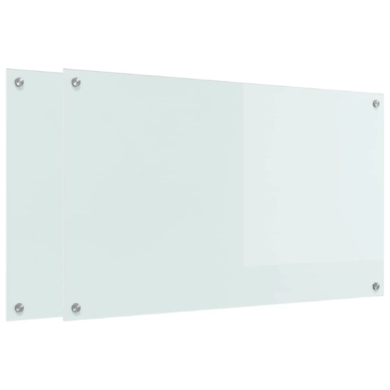 vidaXL Virtuves aizsargpanelis 2 pcs Balts 100 x 60 cm rūdīts stikls
