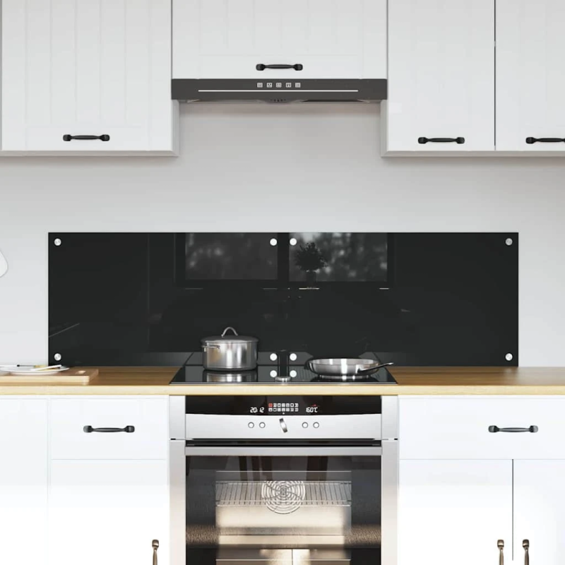 vidaXL Virtuves aizsargpanelis 2 pcs Melna 70 x 40 cm rūdīts stikls