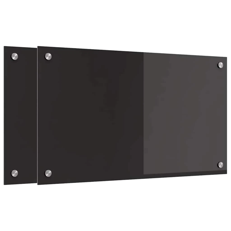 vidaXL Virtuves aizsargpanelis 2 pcs Melna 70 x 40 cm rūdīts stikls