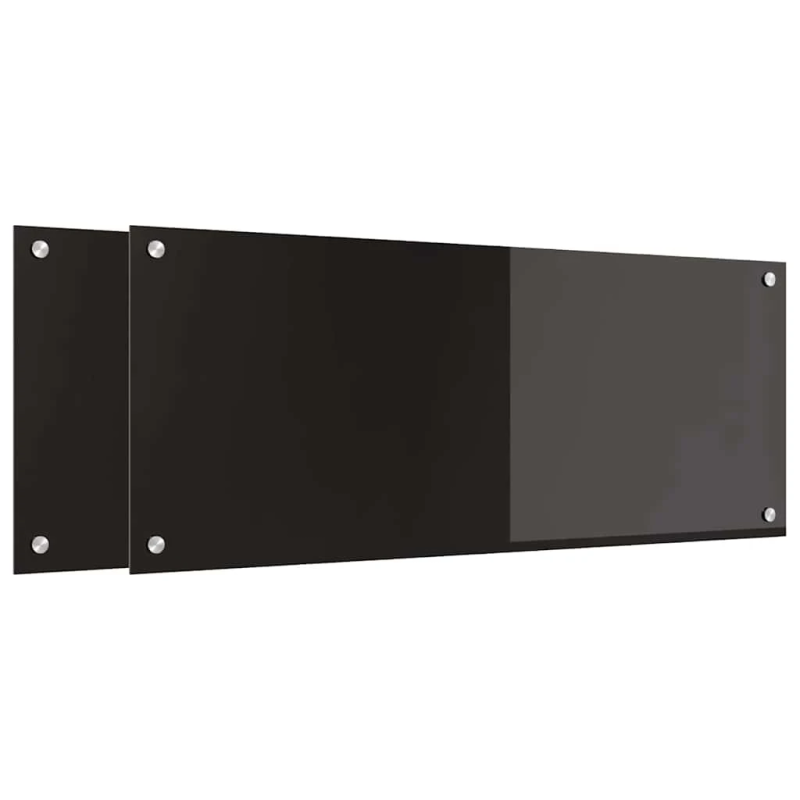 vidaXL Virtuves aizsargpanelis 2 pcs Melna 100 x 40 cm rūdīts stikls