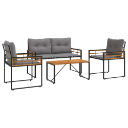 vidaXL Āra mēbeļu komplekts ar spilvenu 4 pcs Gaiši pelēks