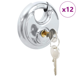 vidaXL Discus Lock ar atslēgām 12 pcs Sudraba 9 x 2.8 x 9 cm