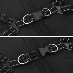 vidaXL Suņu mētelis ar jostas Melna 6XL Fleece un Poliesters