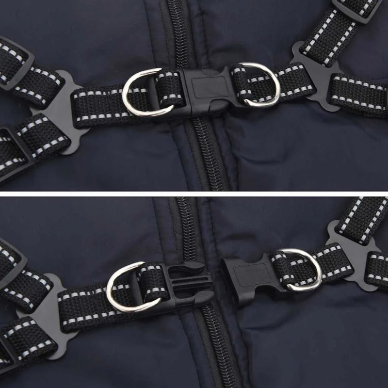 vidaXL Suņu mētelis ar jostas Tums zils 6XL Fleece un Poliesters