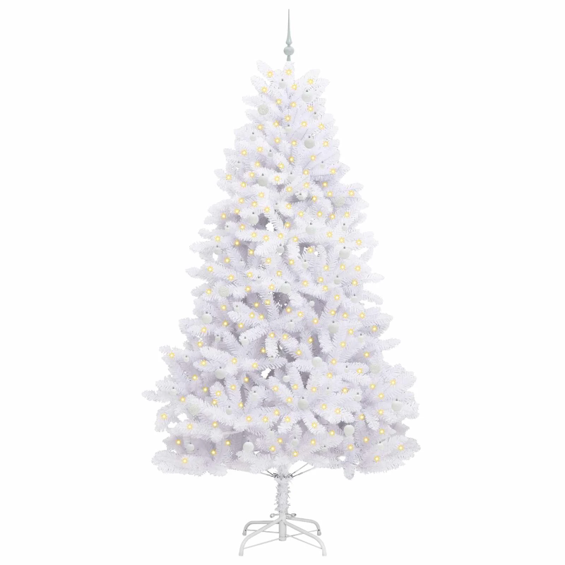 vidaXL Mākslīgā Saliekamā Ziemassvētku Egle su 300 LED Balts 270 cm